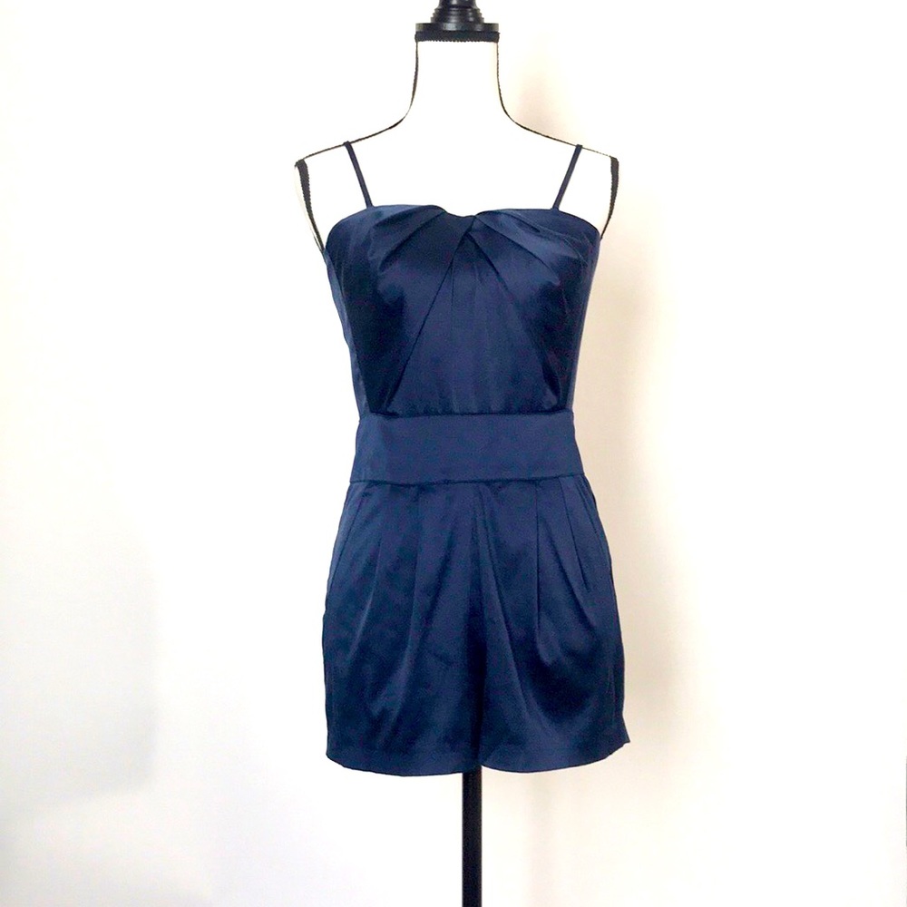 3/$20 Blue Satin Shorts Jumpsuit Forever21 (S)